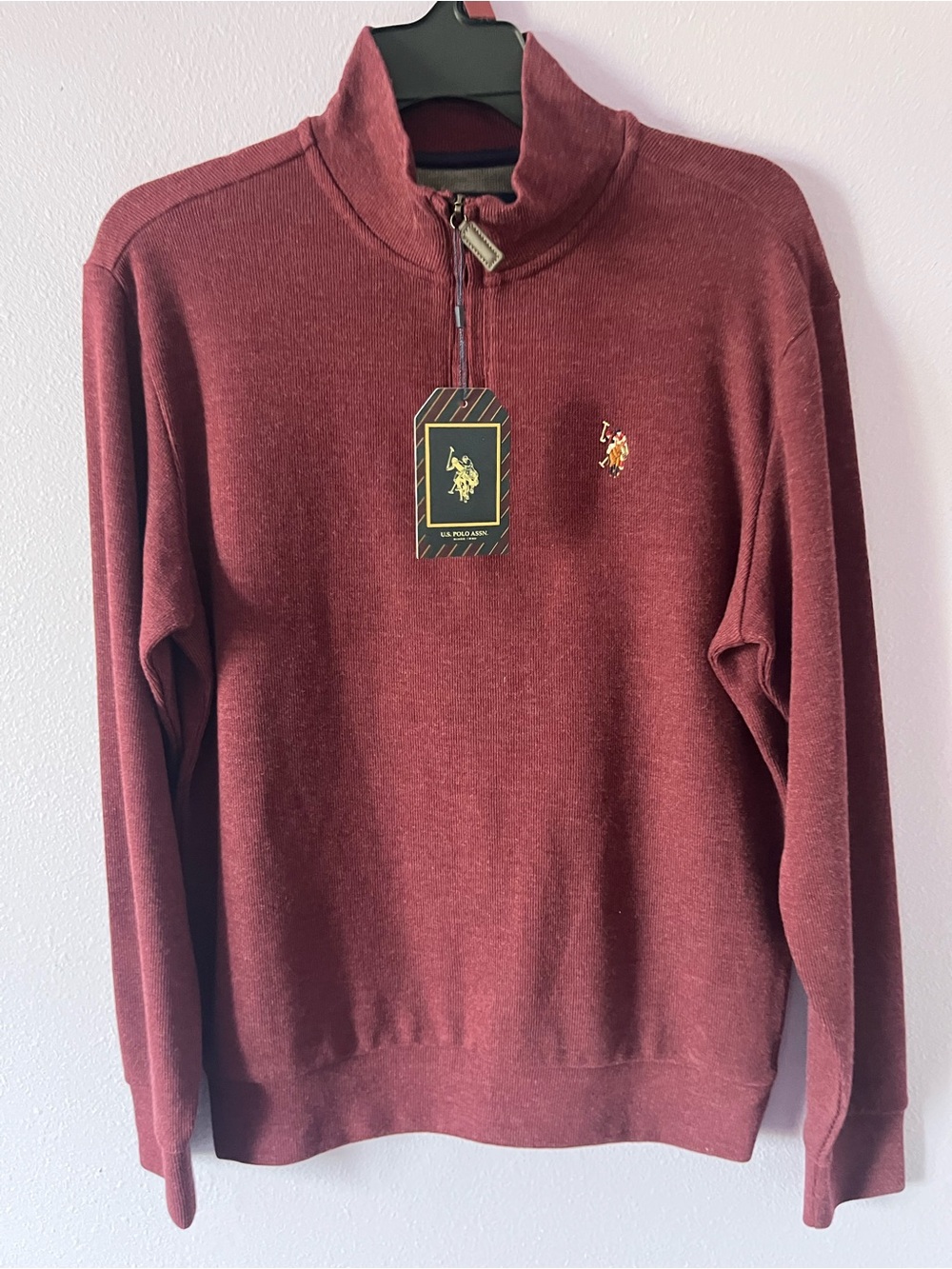 U.S. Polo Assn. Men's Burgundy Zip-Neck Sweater